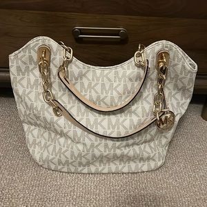 Michael Kors purse, cream with MK logo